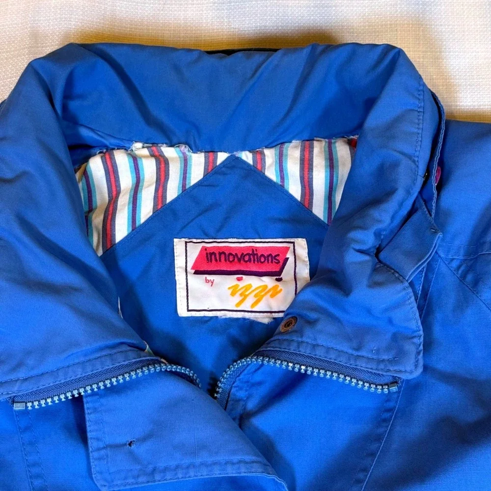 Vintage Innovations by MG Blue‎ Windbreaker Jacket Women's Retro 80s 90s Pockets